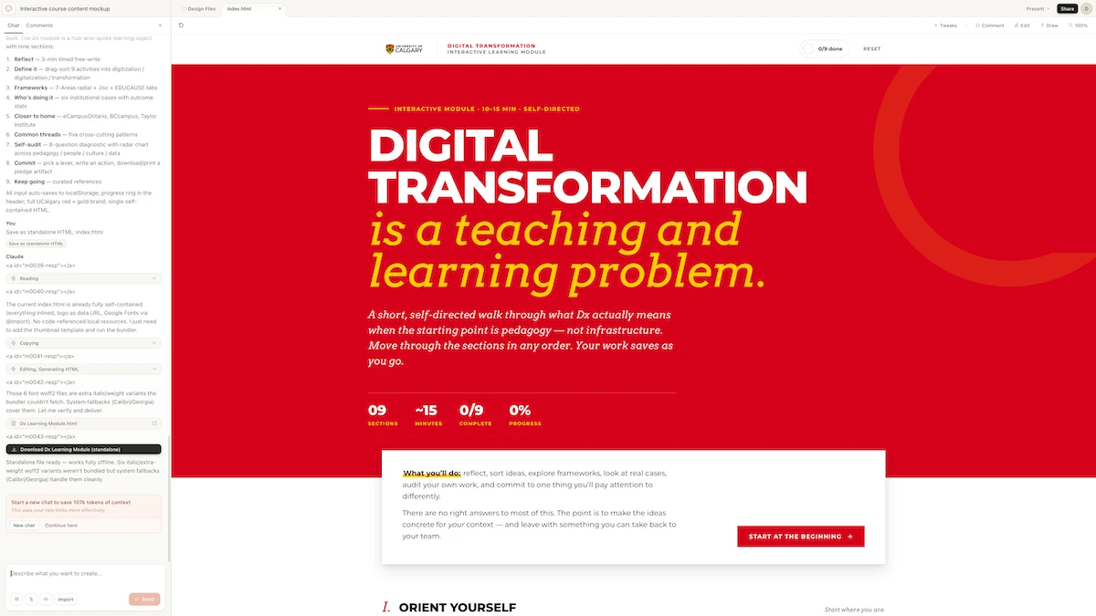 Decorative poster image for prototyping interactive online content with claude design