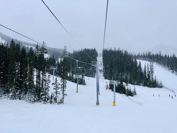 snowing on the Olympic chair
