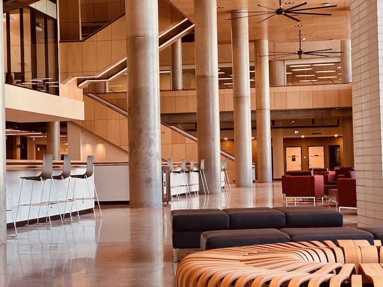 Matthison Hall atrium at 77mm telephoto