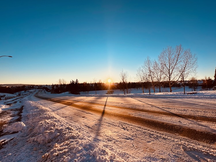 winter sunset at 14mm ultrawide