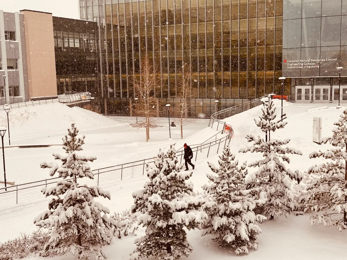 spring snow on campus