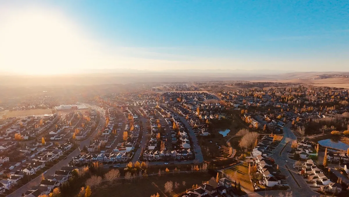 setting sun over foothills